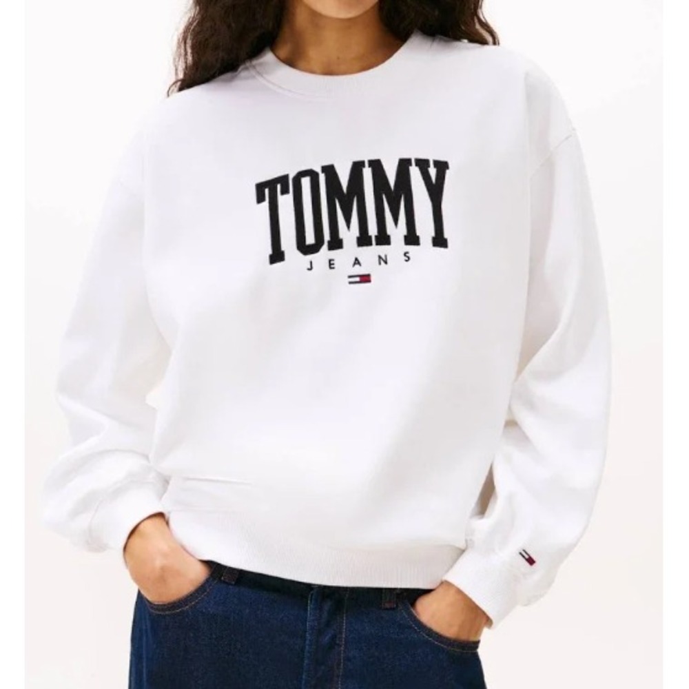 Tommy Hilfiger Sweatshirt Women's Collegiate Crewneck White Size XL Logo